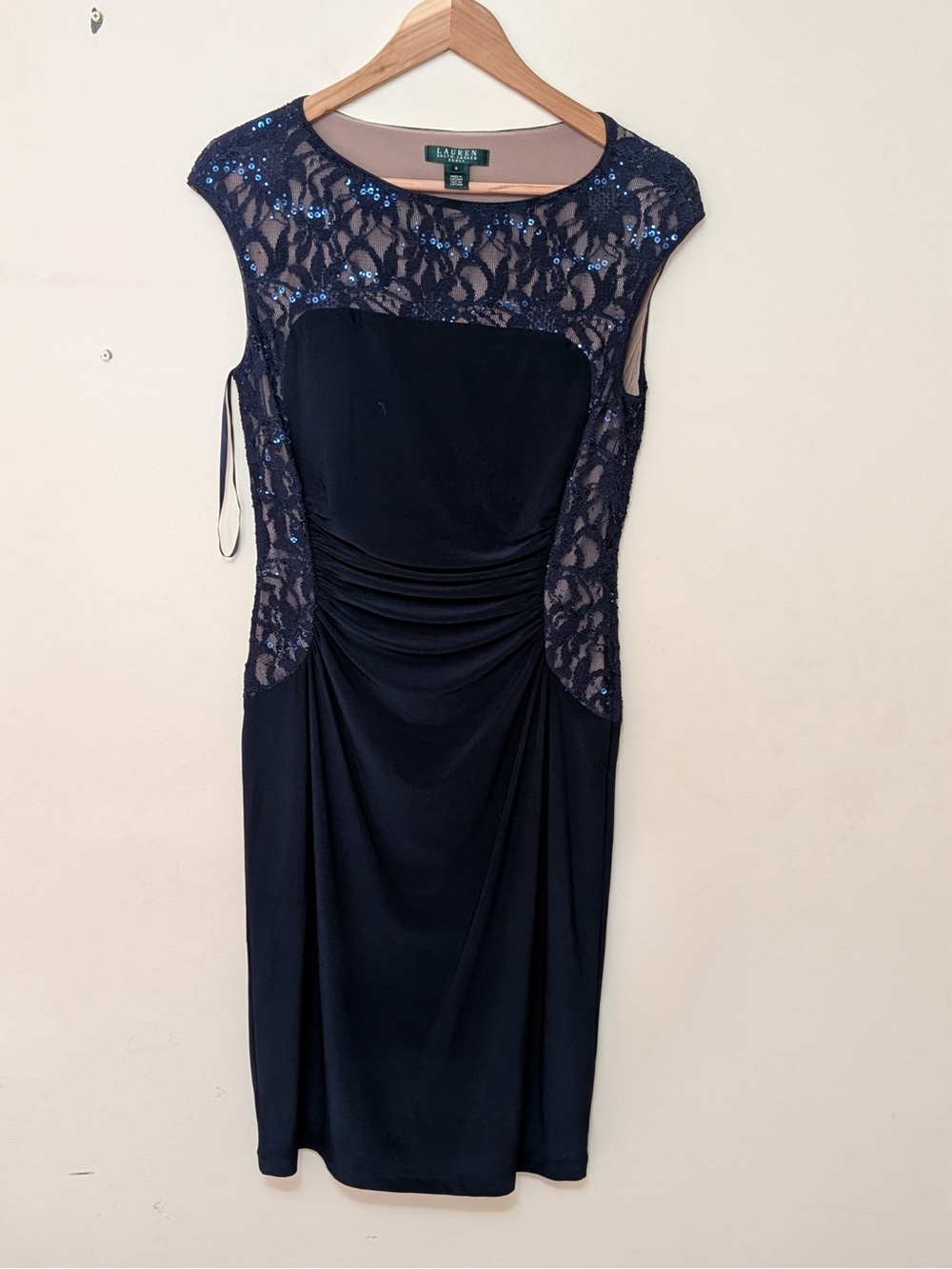 Lauren Ralph Lauren Navy Lace & Sequin Midi Dress